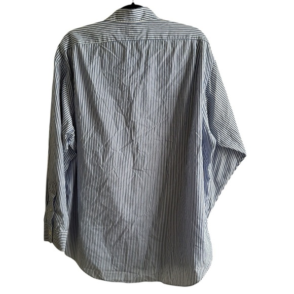 Polo Ralph Lauren Navy and White Striped Shirt Jaymes Cotton - Picture 2 of 7